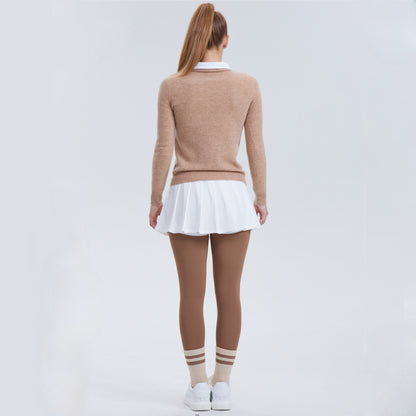 Polo vintage-inspired tennis sweater and pleated skirt